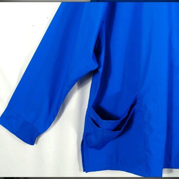 Red Panda Blue Long Sleeve Snap Buttons Pockets Nurses Top Women's Plus Size 5X - Picture 4 of 10